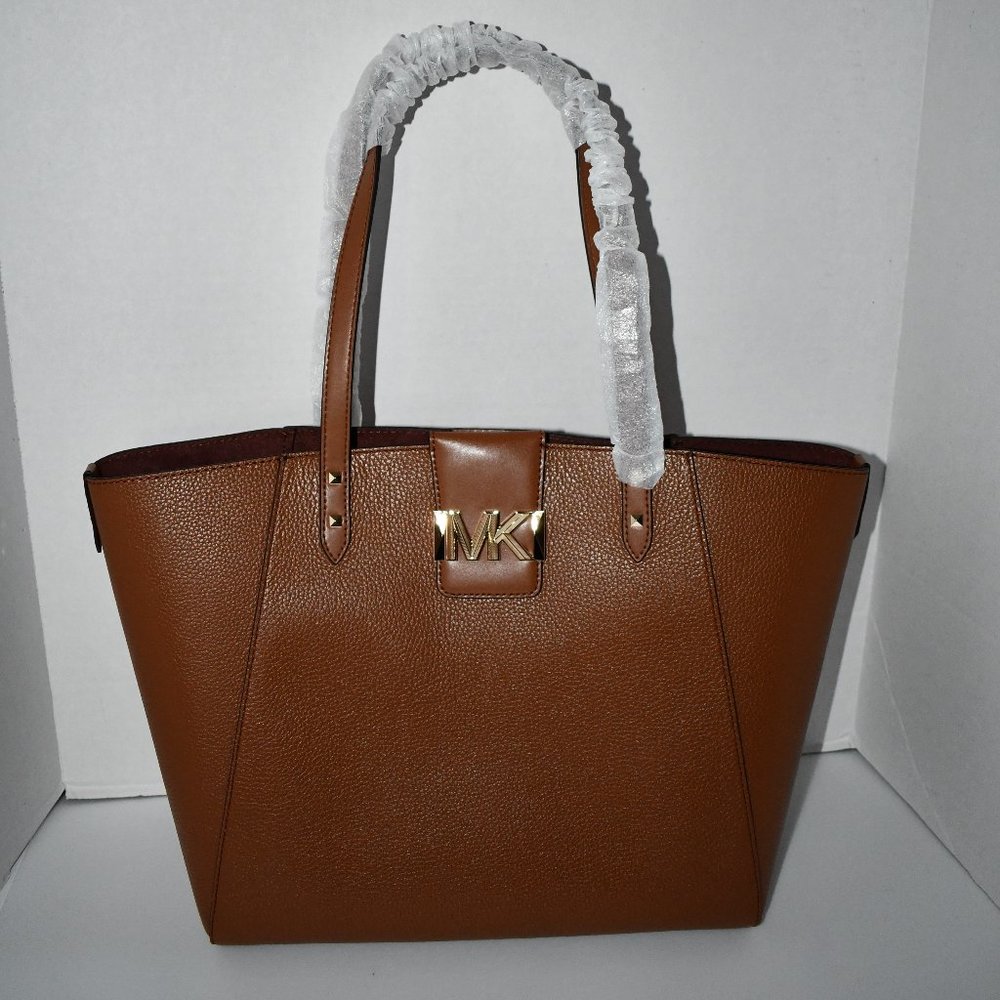 Michael Kors Karlie Pebble Embossed Leather Large Tote in Luggage #30S2GCDT3L NW
